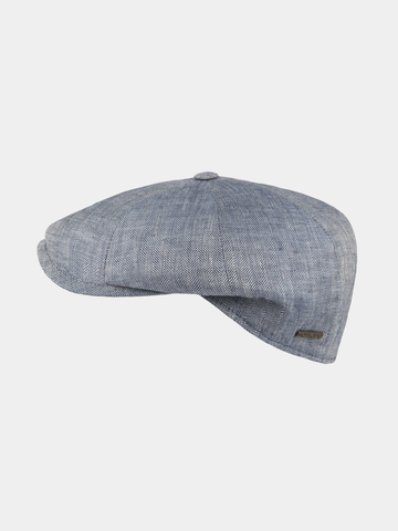 Duco - Gorra plana de lino con diseño de espiga - Azul marino