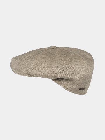 Duco - Gorra plana de lino con diseño de espiga - Beige