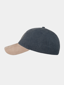 Abel - Cotton baseball cap with suede flap - Navy