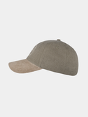 Abel - Cotton baseball cap with suede flap - Olive