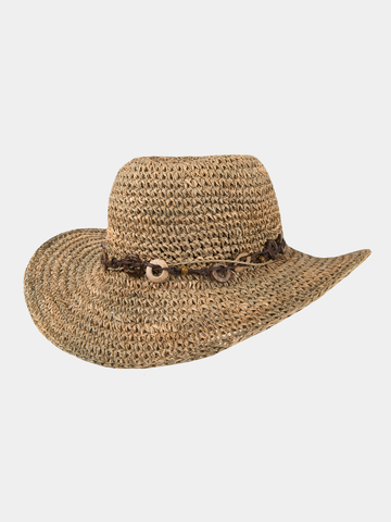 Tasmine - Chapeau en jonc de mer à large bord - Naturel