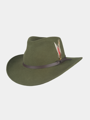 Dakota - Felt hat with feather - Olive