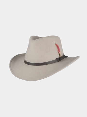 Dakota - Felt hat with feather - Putty
